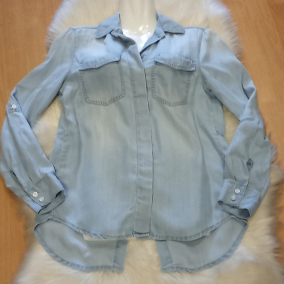 Sam Edelman Chambray Long Sleeved Top - Picture 9 of 14